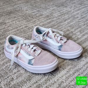 Vans Kids' Cloud Wash ComfyCush Old Skool Shoes pink gray size 12